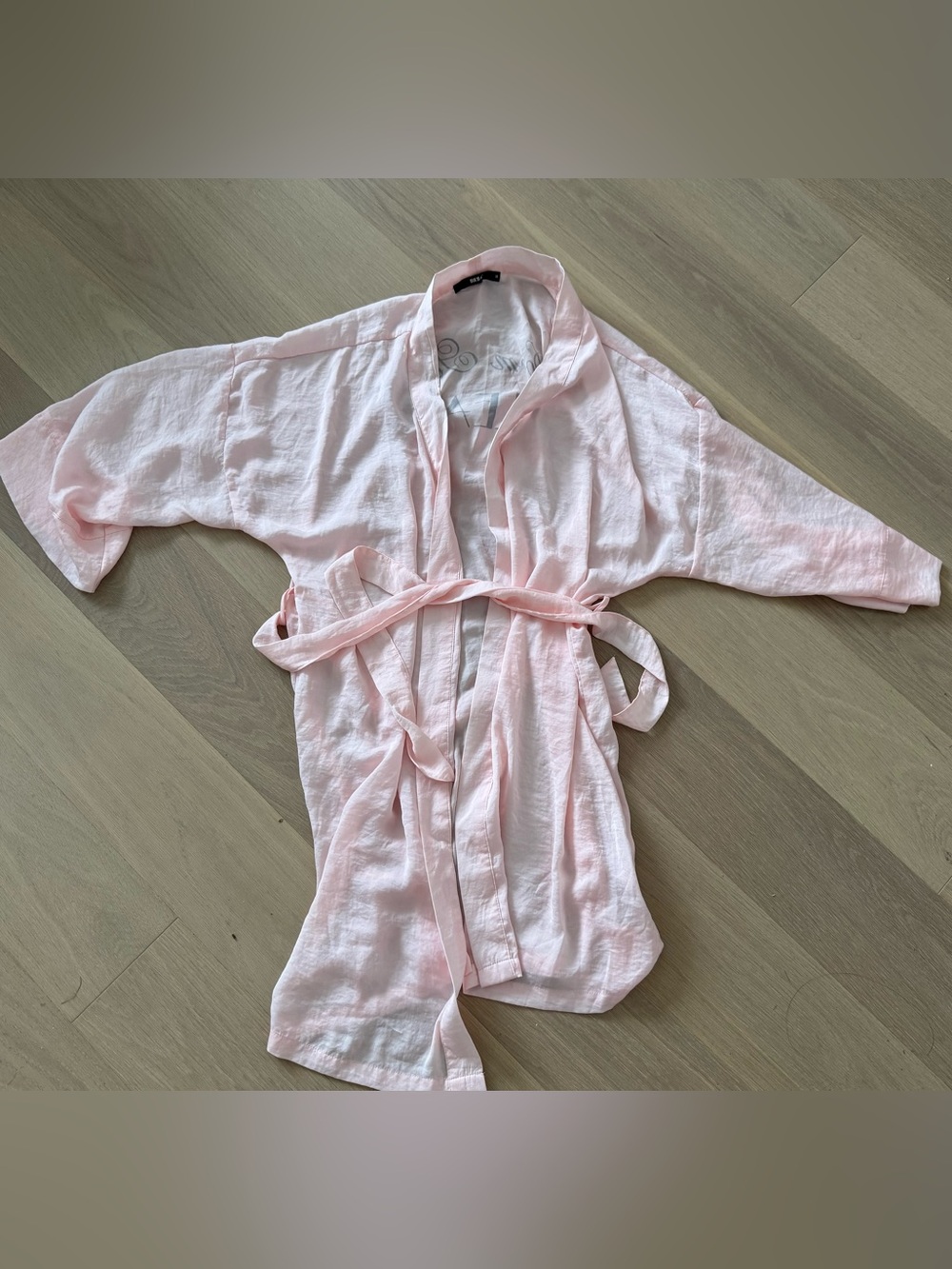 Light Pink Linen Robe - Women’s Soft Lounge Kimono